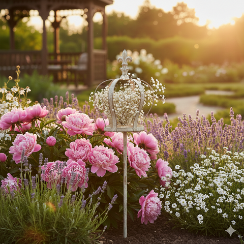 Gartenstecker Krone Vintage aus Metall ca. 130 cm