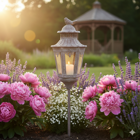 Gartenstecker Laterne Metall – Laternenwindlicht mit Stab ca. 125 cm