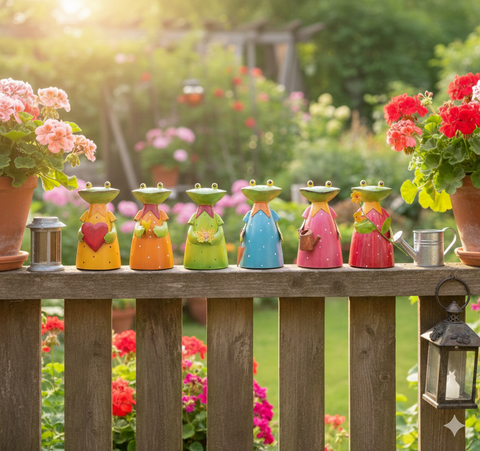 Zaunhocker Froschdame aus Metall 20 cm – 6 Varianten zur Auswahl