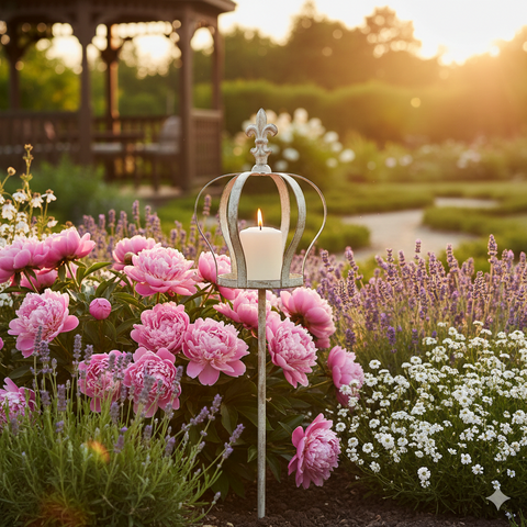 Gartenstecker Krone Vintage aus Metall ca. 130 cm