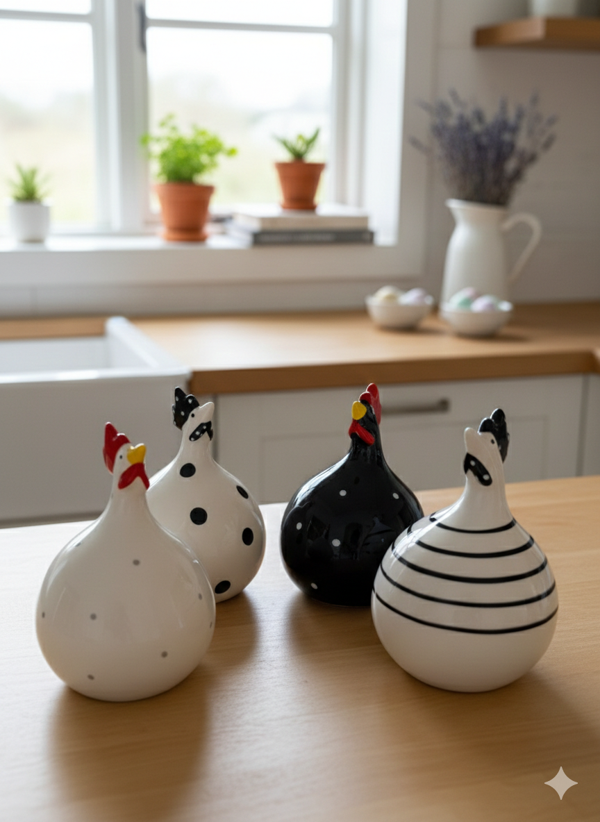 Deko Huhn aus Keramik – Landhaus Huhn Figur  ca. 11,5 cm