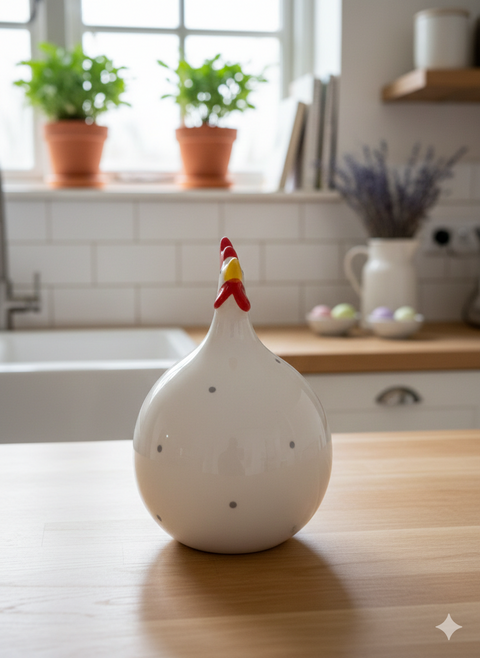 Deko Huhn aus Keramik – Landhaus Huhn Figur  ca. 11,5 cm