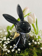 Osterhase aus Keramik zur Wahl schwarz oder weiß ca. 10,4x7,4x19,6 cm