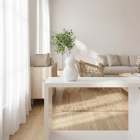 Deko Osterhase aus Keramik modern – Weiß Matt – 34 cm – Minimalistische Wohndekoration