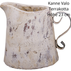 Dekokanne Valo Creme aus Terrakotta – Vintage Gartendeko & Wohnaccessoire, 23 cm