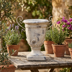 Dekopokal Valo Creme aus Terrakotta – Vintage Gartendeko & elegantes Wohnaccessoire