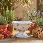 Dekoschale Valo Creme aus Terrakotta – Vintage Gartendeko & stilvolle Pflanzschale