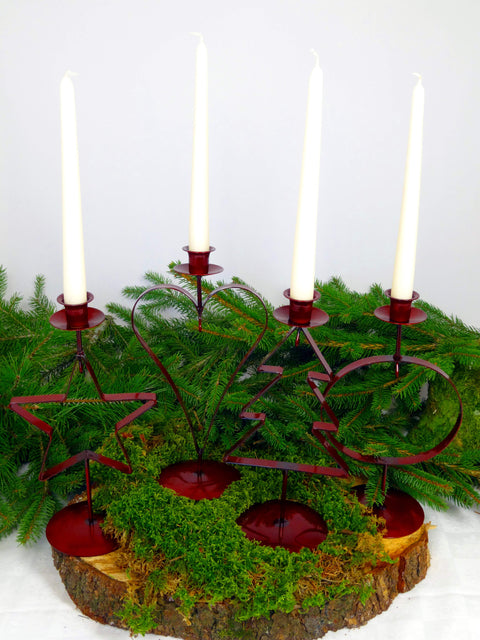 Kerzenhalter rot mit 4 verschiedenen Motiven zur Wahl je ca. 28cm hoch