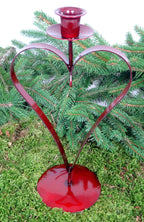 Kerzenhalter Rot Metall 28 cm – Weihnachtsmotiv zur Wahl