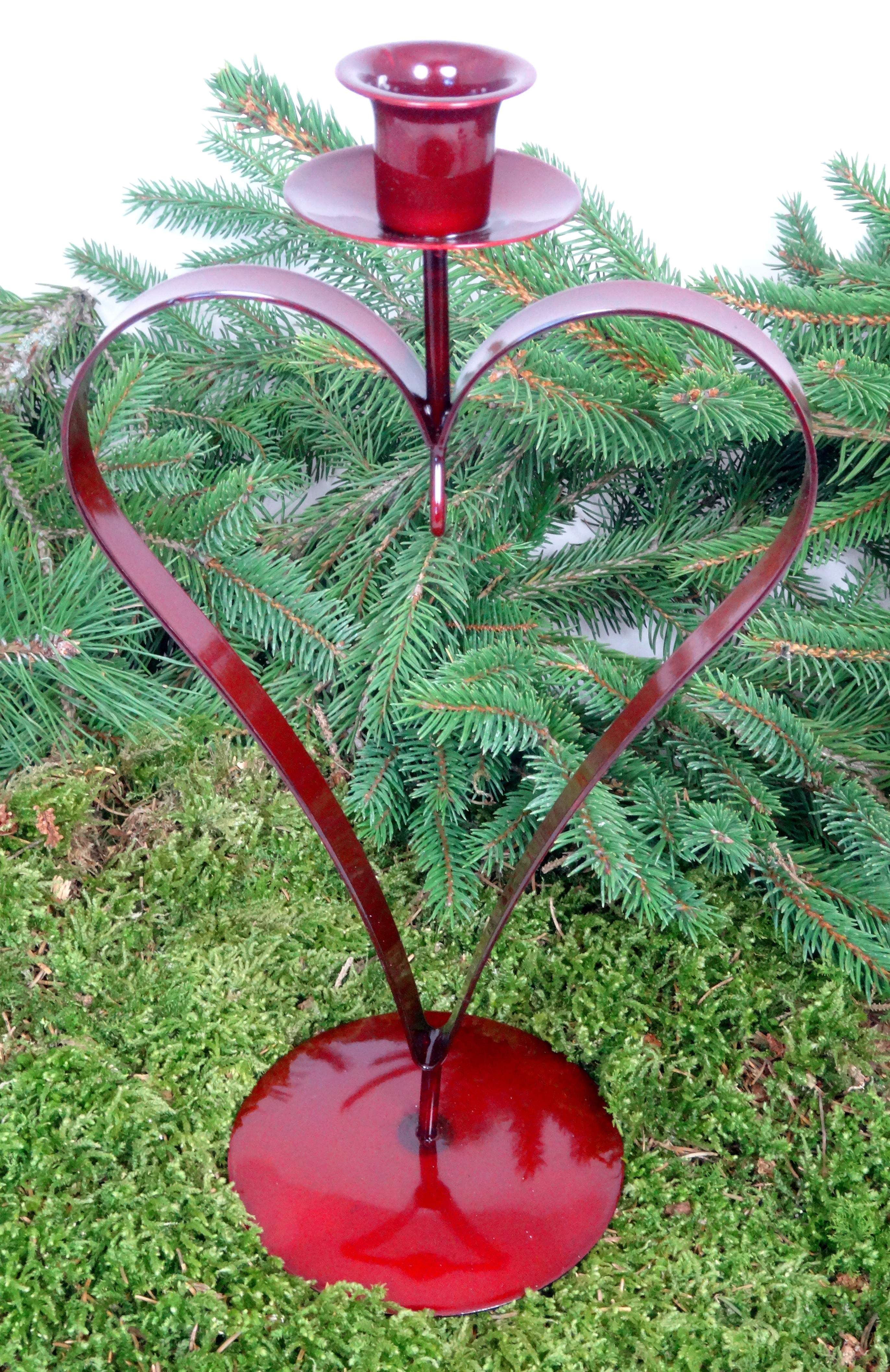 Kerzenhalter Rot Metall 28 cm – Weihnachtsmotiv zur Wahl
