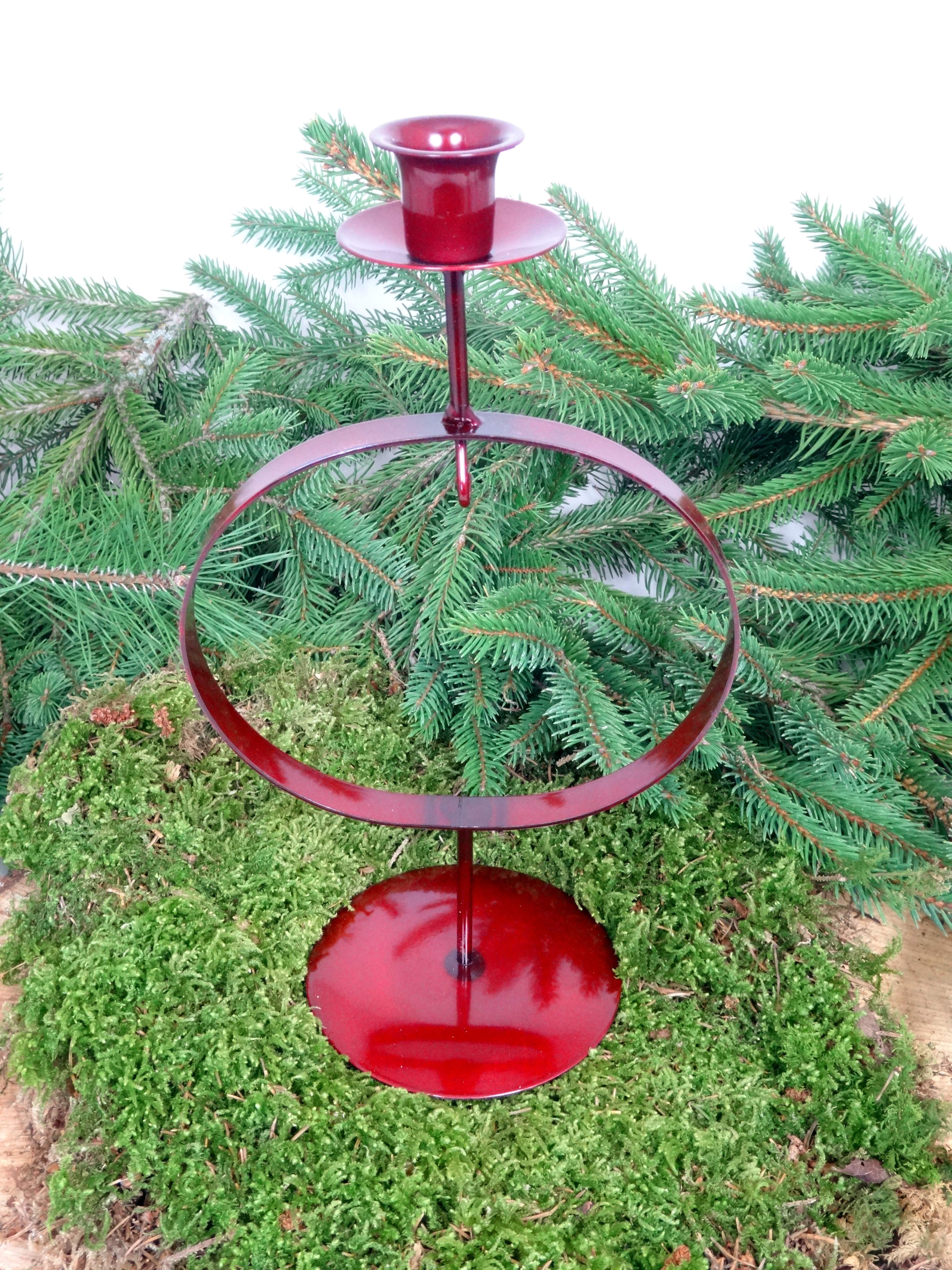 Kerzenhalter Rot Metall 28 cm – Weihnachtsmotiv zur Wahl