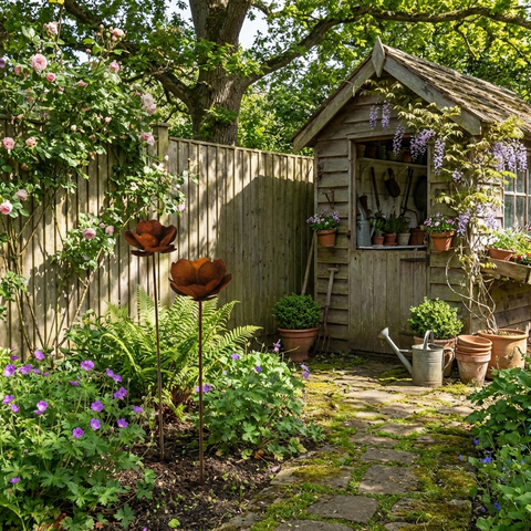 Edelrost Gartenstecker Lichtmohn 80 cm – Metall Blume