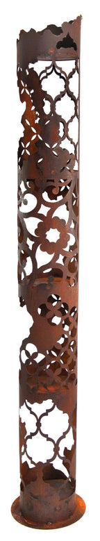 Edelrost Lichtsäule 147 cm – Windlichtsäule Metall Garten