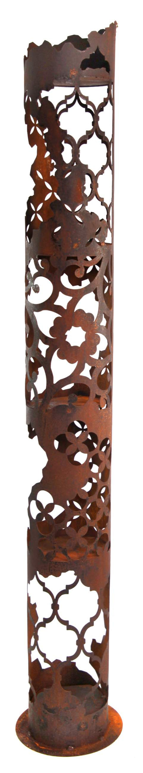 Edelrost Lichtsäule 147 cm – Windlichtsäule Metall Garten