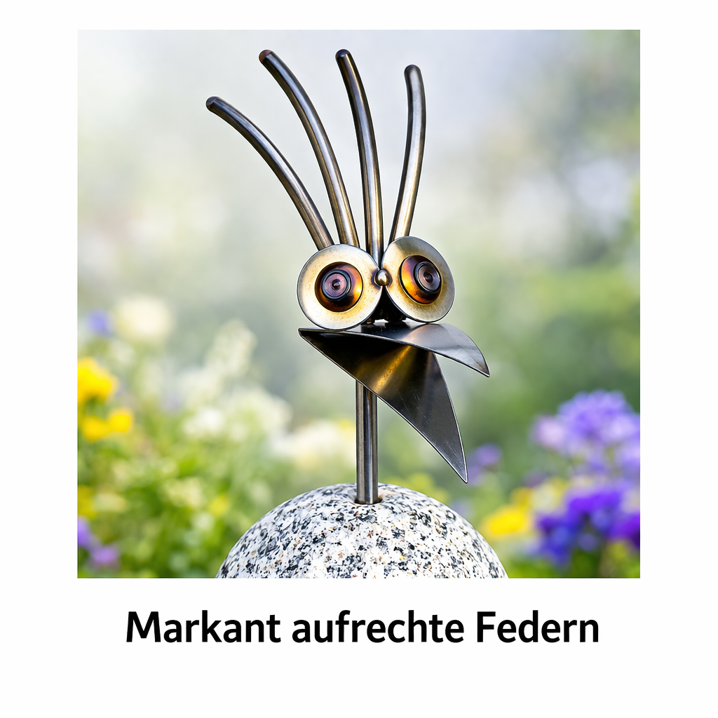 Steinvogel aus Granit und Edelstahl ca. 30 cm 4 Kopfformen zur Wahl