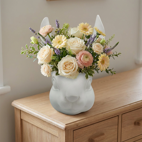 Oster Hasenkopf Pflanztopf aus Polyresin in Weiß ca. 30 cm