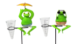 Regenmesser Frosch aus Metall mit Fernglas oder Regenschirm ca. 125 cm