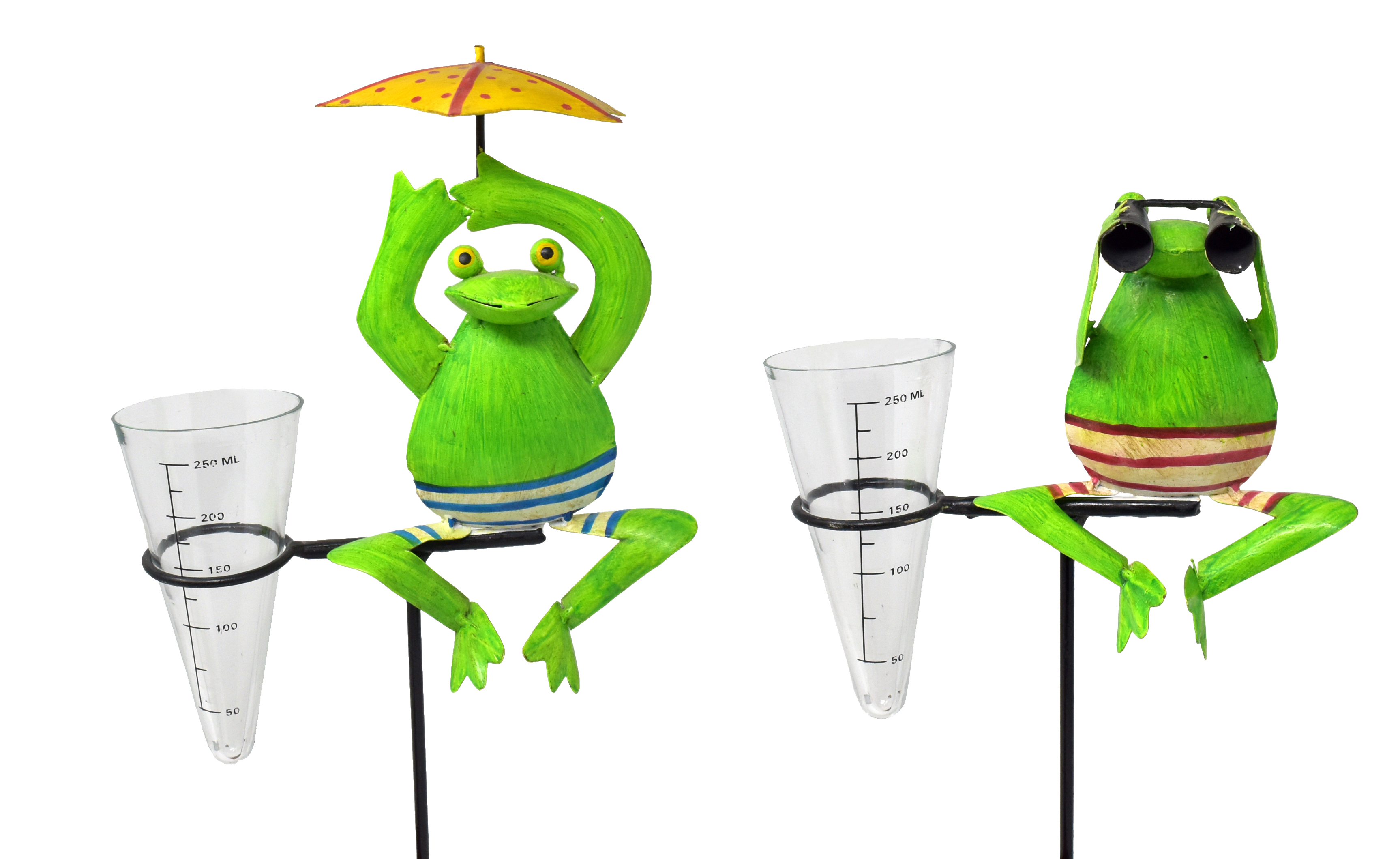 Regenmesser Frosch aus Metall mit Fernglas oder Regenschirm ca. 125 cm