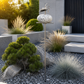 Gartenstecker Steinvögel aus Granit und Edelstahl Höhe 110 cm zur Wahl 1-6 Vögel