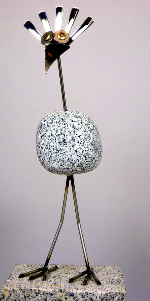 Steinvogel SV 85 ca. 40cm hoch aus Granit und Edelstahl zur Wahl Original Gebrüder Lomprich