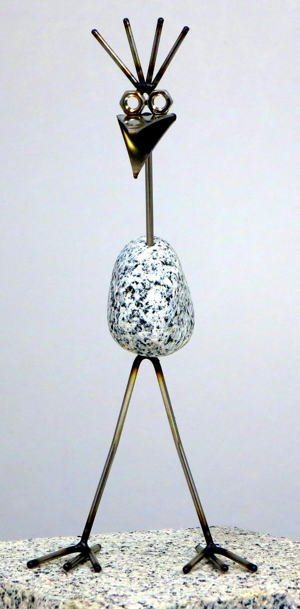 Steinvogel aus Granit und Edelstahl ca. 22 cm  2 Designs zur Wahl