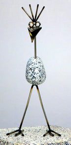 Steinvogel aus Granit und Edelstahl ca. 22 cm  2 Designs zur Wahl