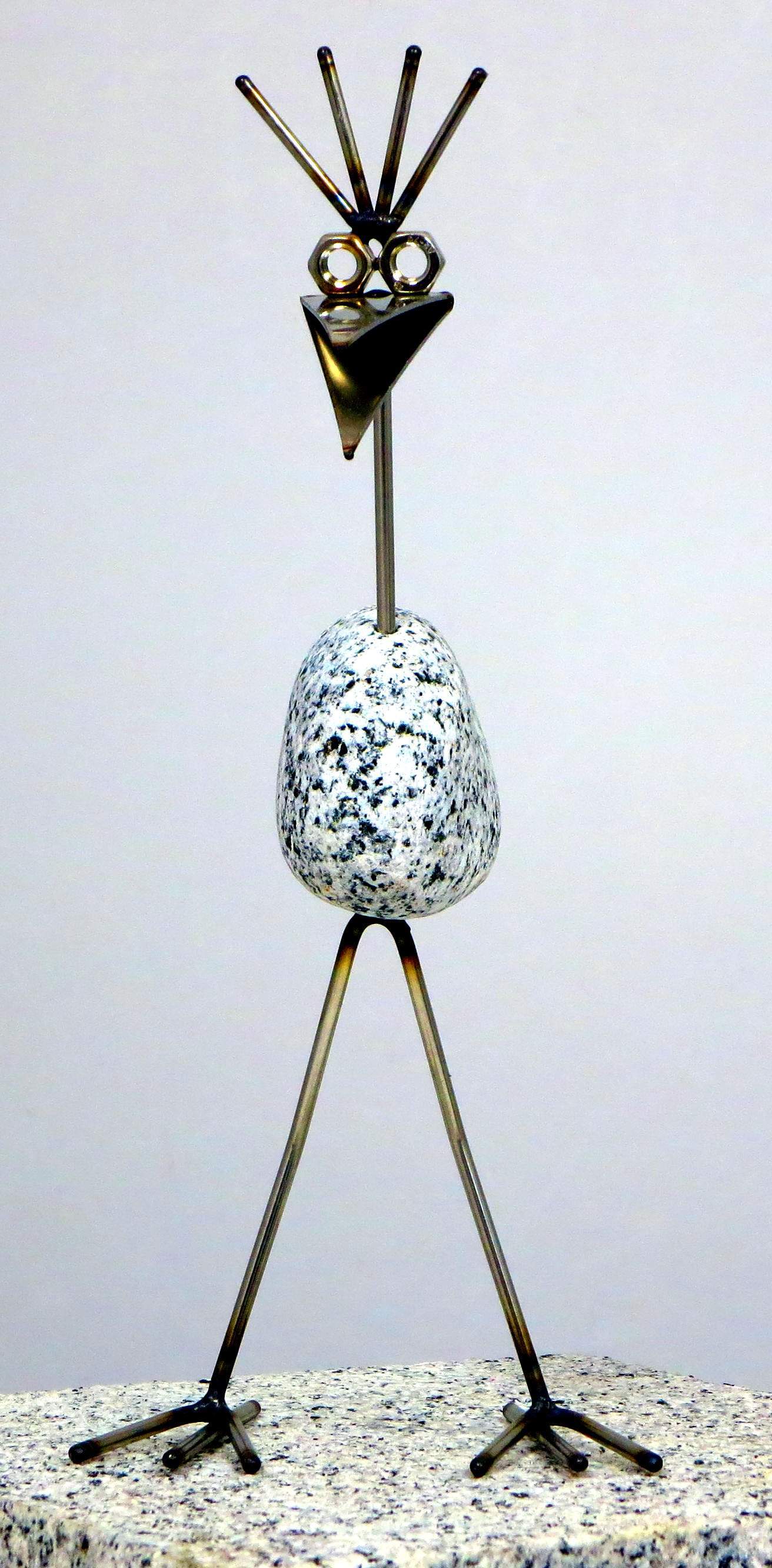 Steinvogel aus Granit und Edelstahl ca. 22 cm  2 Designs zur Wahl