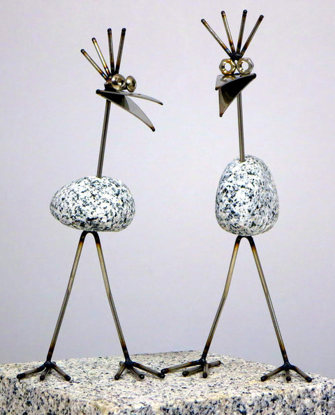 Steinvogel micro ca.22cm hoch Kamm zur Wahl aus Granit und Edelstahl