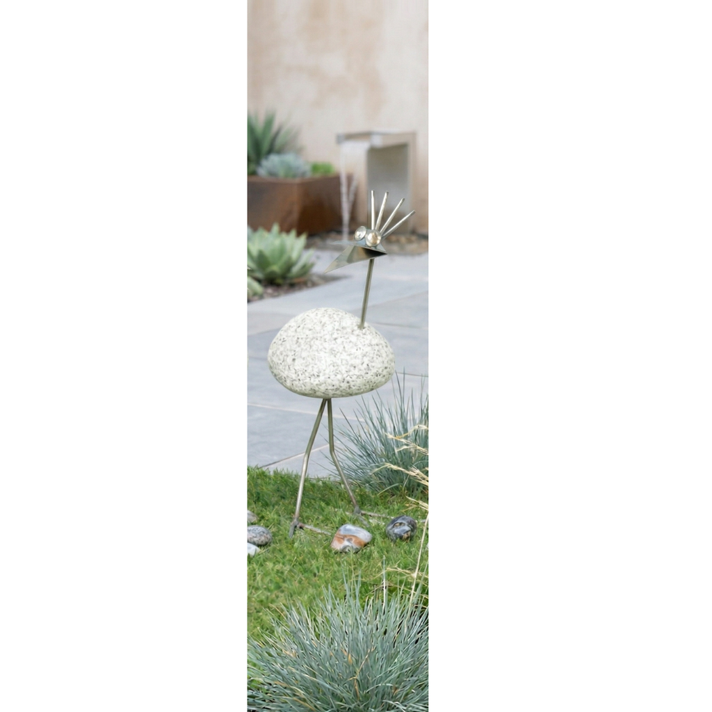 Steinvogel aus Granit und Edelstahl ca. 30 cm 5 Kopfformen zur Wahl