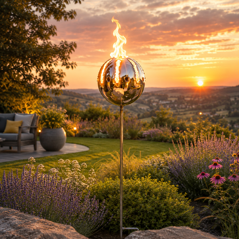 Große Feuerkugel Motiv Sonne Ø 18 cm XL Edelstahl
