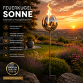 Feuerkugel Motiv Sonne Ø 13cm aus Edelstahl mit 1 Liter Bioethanol Gratis