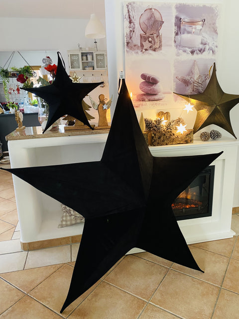 XMAS Stern schwarz Samt zur Wahl 3 Größen