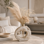 Moderne Vase aus Zement und Glaseinsatz ca. 33 cm hoch