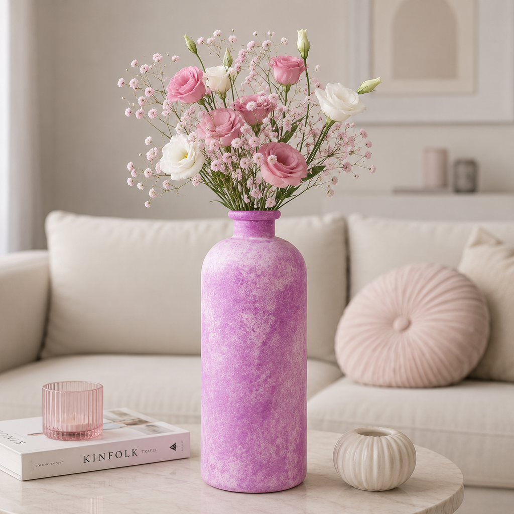 Glasvase bauchig pink zur Wahl ca. 25cm oder 17cm
