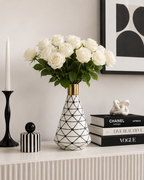 Vase XOXO Keramik ca. 26 cm hoch weiß, schwarz und gold