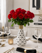 Vase XOXO Keramik ca. 26 cm hoch weiß, schwarz und gold