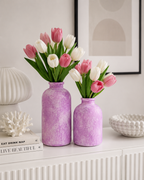 SET: 2 Glasvasen bauchig, pink 25cm und 17cm