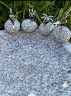 Vogelbad Granit rund ca. 34 cm mit 4 Steinvögeln Granit und Edelstahl