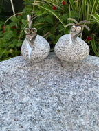Vogelbad Granit rund ca. 34 cm mit 2 Steinvögeln Granit und Edelstahl