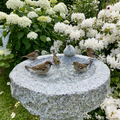 Vogelbad Granit rund ca. 34 cm mit 1 Steinvogel Granit und Edelstahl