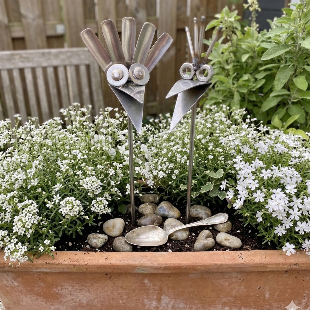 Gartenstecker Vogelkopf aus Edelstahl wetterfest zur Wahl