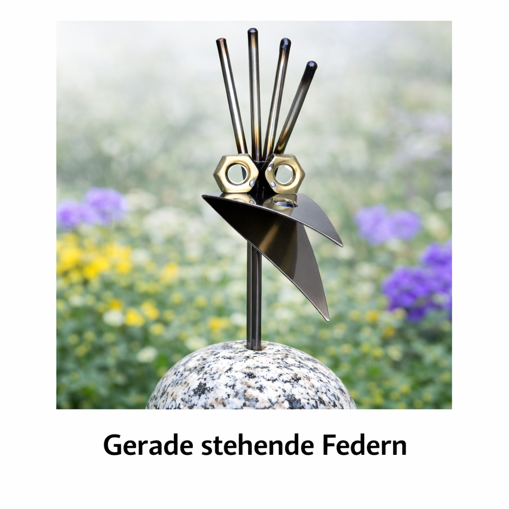 Steinvogel aus Granit und Edelstahl ca. 30 cm 4 Kopfformen zur Wahl