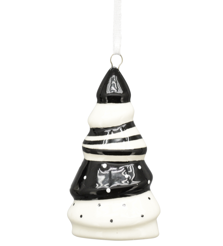 XMAS XOXO Baumanhänger Keramik weiß/schwarz ca. 8 cm