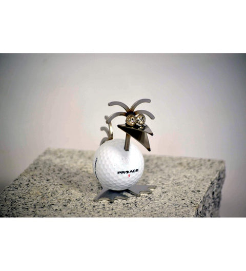 Birdie mit Golfball weiß ca. 8,5cm hoch Kamm Scheitel