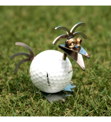 Birdie mit Golfball weiß ca. 8,5cm hoch Kamm Scheitel