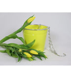 Blumenhänger aus Metall Gelb – 37 cm Deko Hängeblumentopf für Garten & Balkon
