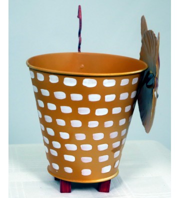 Blumenübertopf aus Metall Katze orange ca. 16 cm hoch Handarbeit