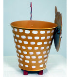 Blumenübertopf Katze aus Metall – Orange Pflanzgefäß 16 cm für Garten & Balkon