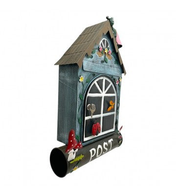 Briefkasten Blaues Haus aus Metall ca. 57x35x12 cm