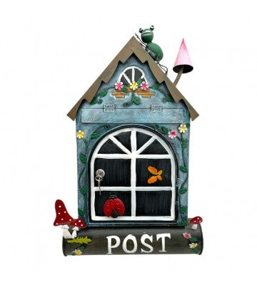 Briefkasten Blaues Haus aus Metall ca. 57x35x12 cm